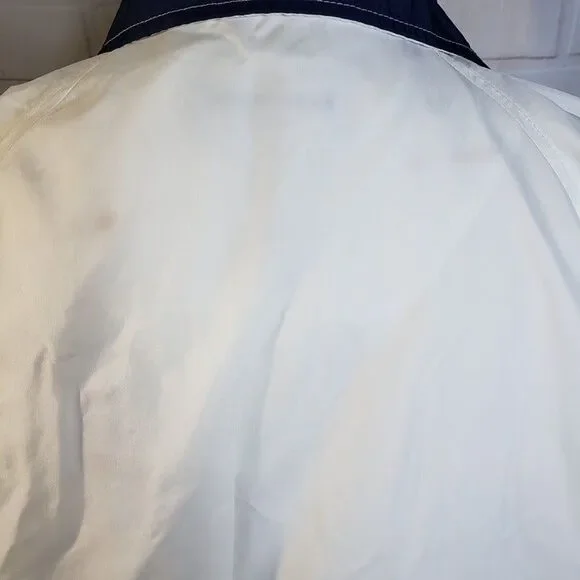 Vintage Unisex White Nylon Rain Jacket XL 2XL XXL Coat Zip & Snap Oversized - Picture 6 of 11